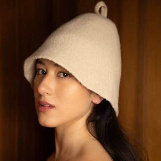 Merino Wool Sauna Hat Ultra Soft - Oat milk - LoylyCraft