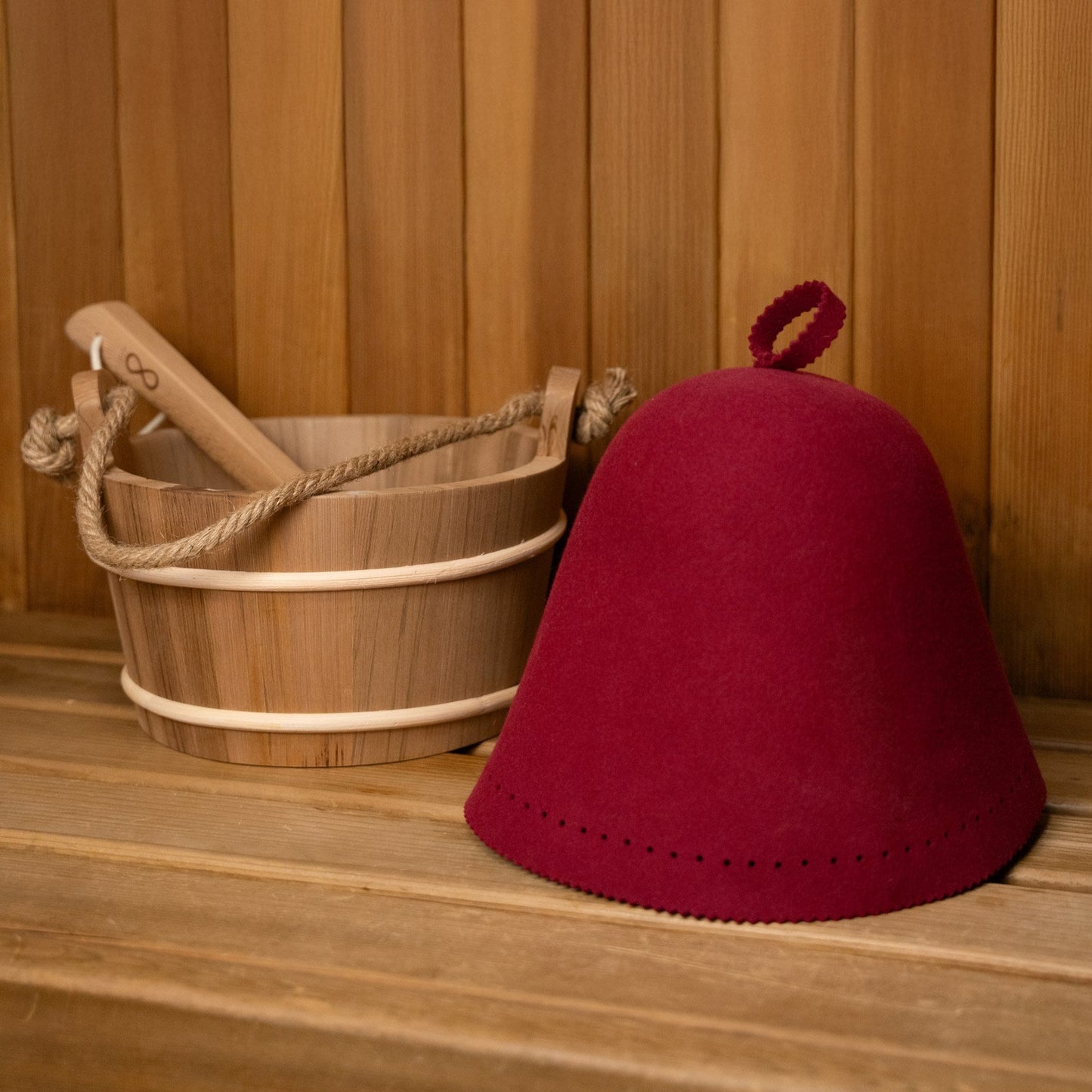 Goat Wool Felt Sauna Hat - Lingon color