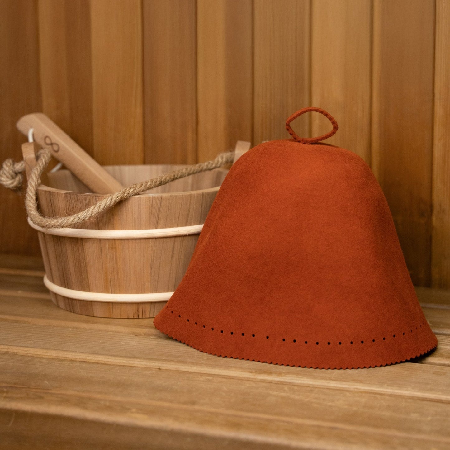Goat Wool Felt Sauna Hat – Clay color