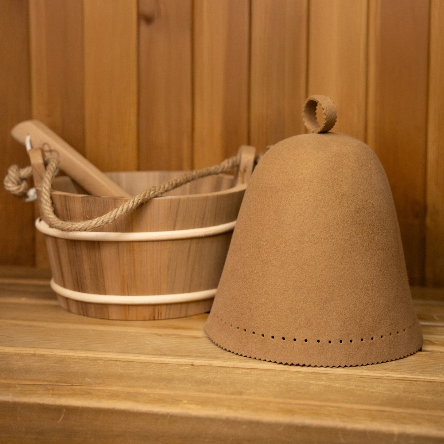Goat Wool Felt Sauna Hat – Mocha Mousse