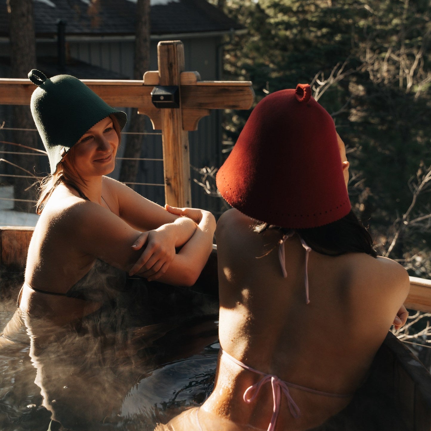 Merino Wool Felt Sauna Hat - Berry color