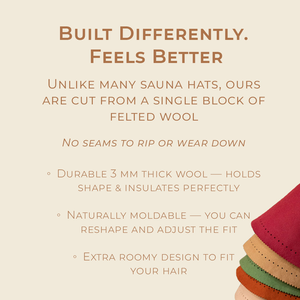 Goat Wool Felt Sauna Hat – Moss color