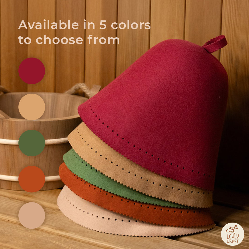 Goat Wool Felt Sauna Hat – Moss color