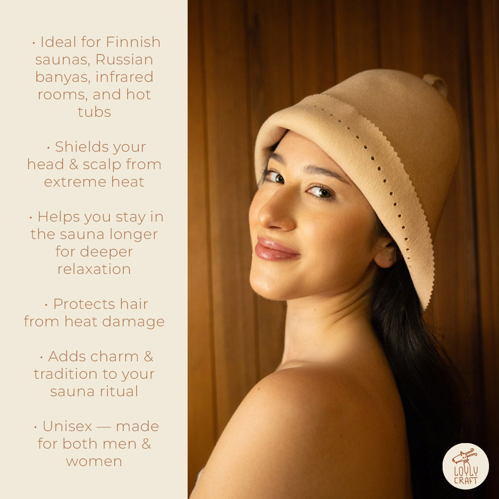 Goat Wool Felt Sauna Hat – Moss color