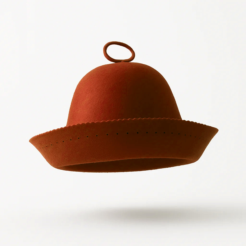 Goat Wool Felt Sauna Hat – Clay color
