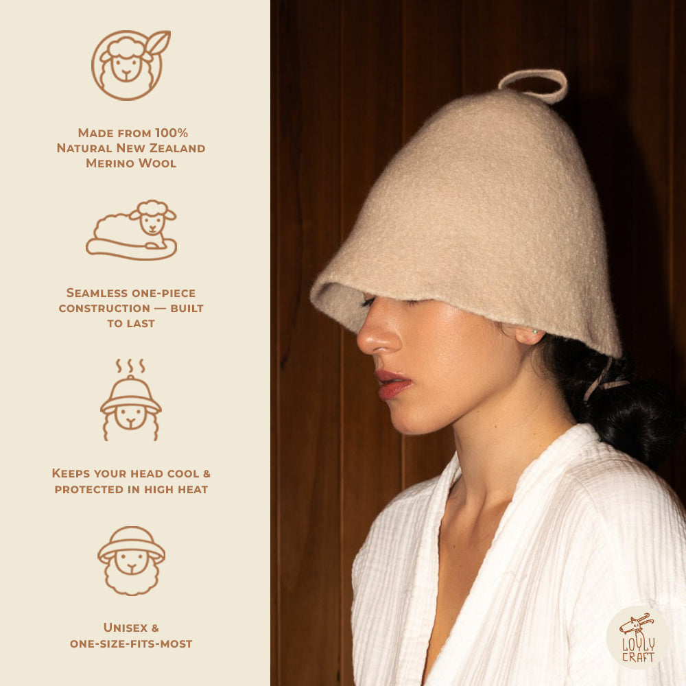 Merino Wool Sauna Hat Ultra Software - Olive you - LoylyCraft