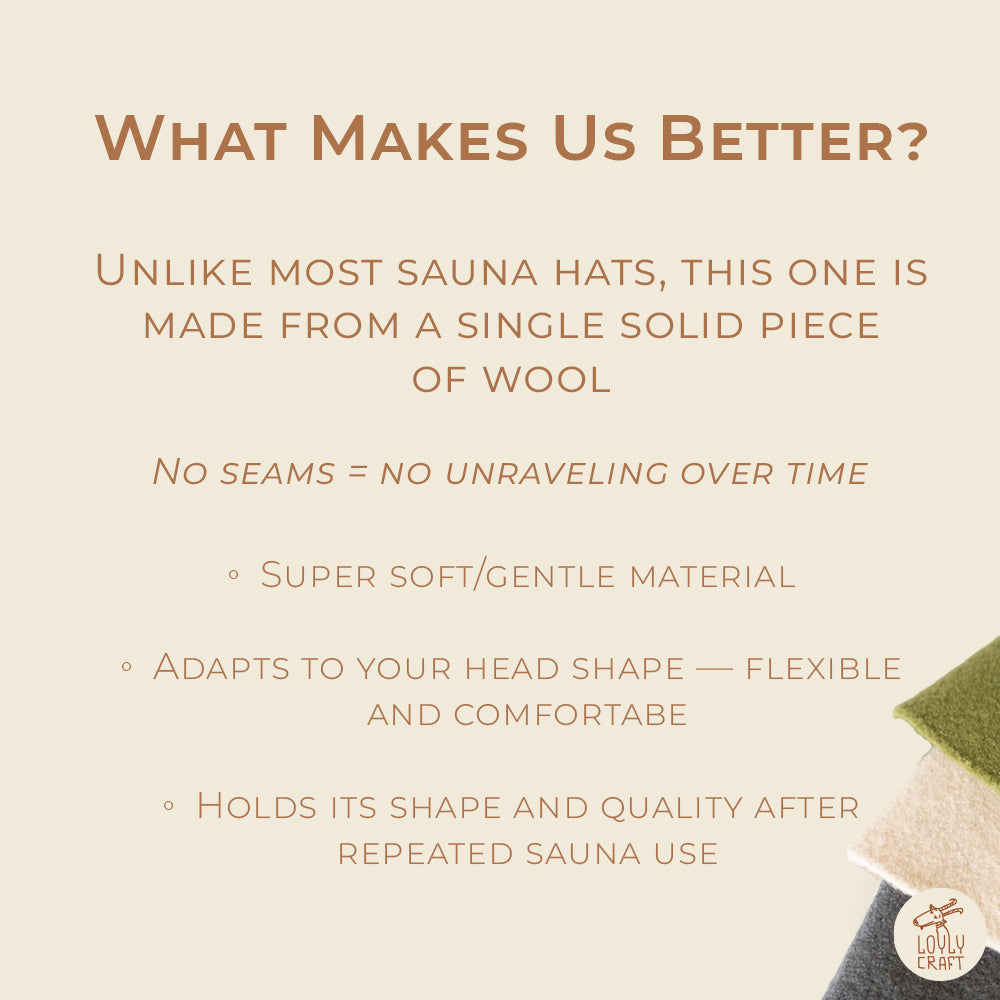 Merino Wool Sauna Hat Ultra Software - Olive you
