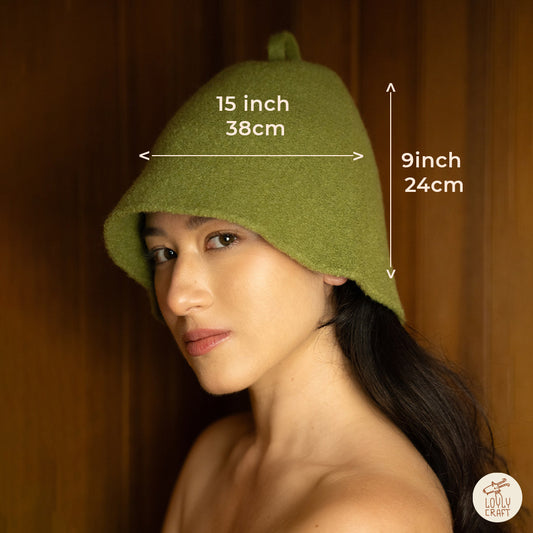 Merino Wool Sauna Hat Ultra Software - Olive you - LoylyCraft