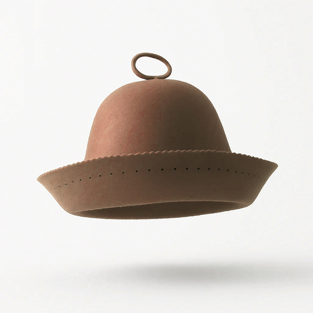 Goat Wool Felt Sauna Hat – Mocha Mousse