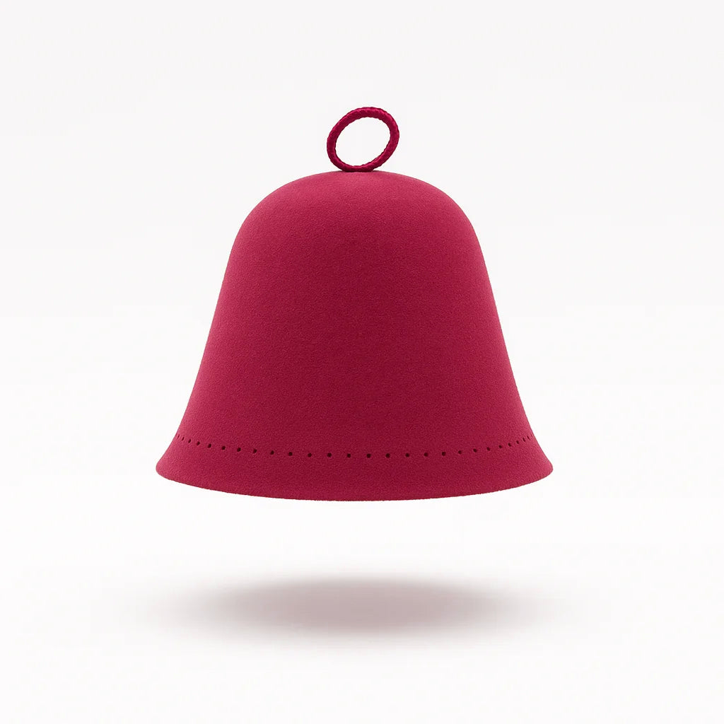 Goat Wool Felt Sauna Hat - Lingon color