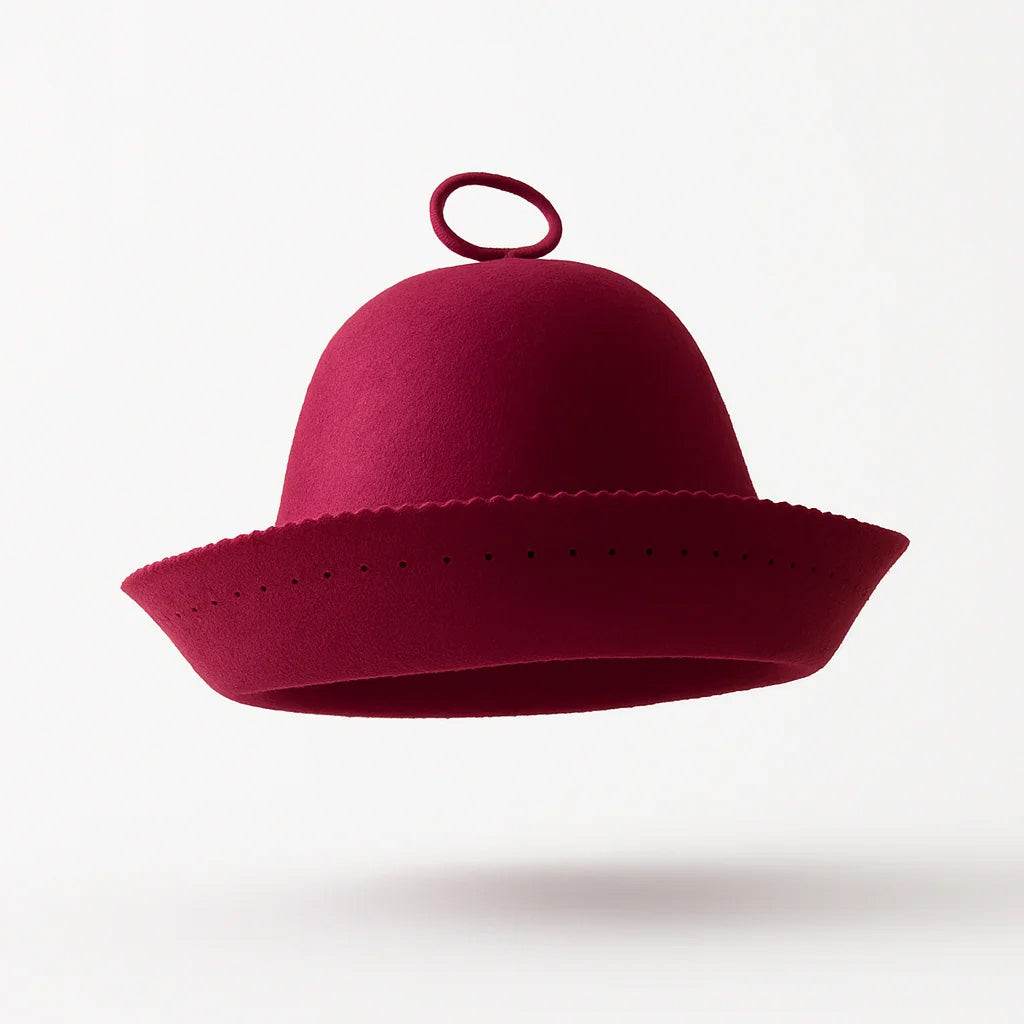 Goat Wool Felt Sauna Hat - Lingon color