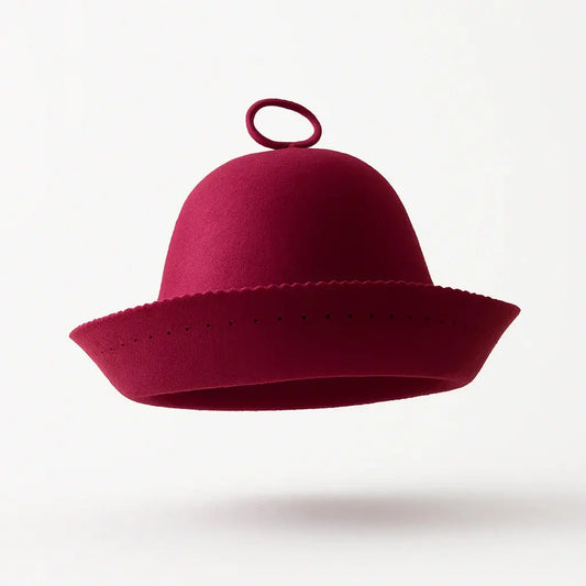 Goat Wool Felt Sauna Hat - Lingon color - LoylyCraft