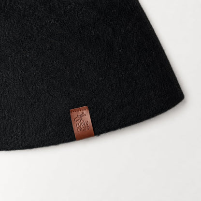 Stretchy Merino Wool Sauna Hat - Midnight Black