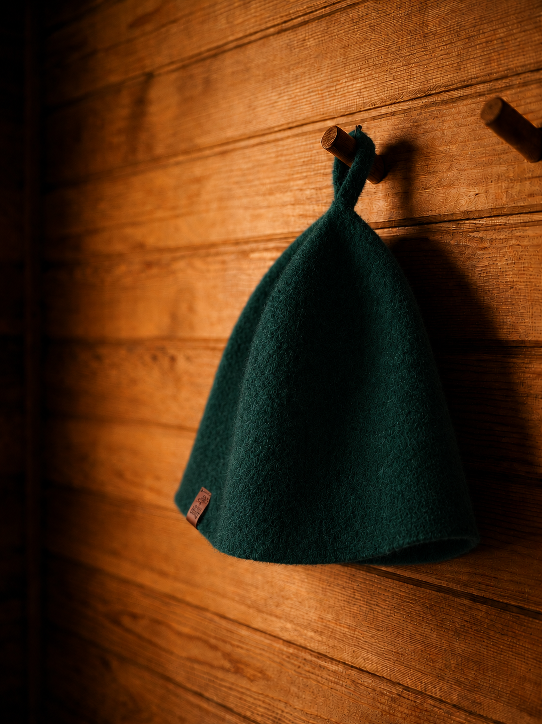 Stretchy Merino Wool Sauna Hat - Pine Green