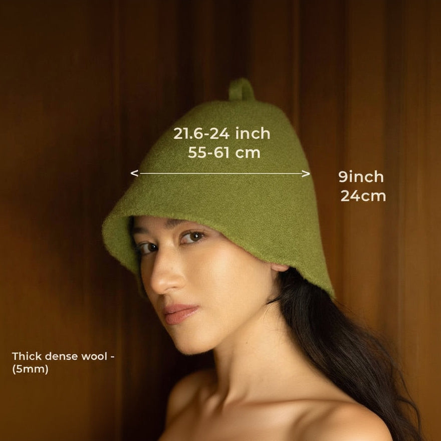 Merino Wool Sauna Hat Ultra Soft - Olive you