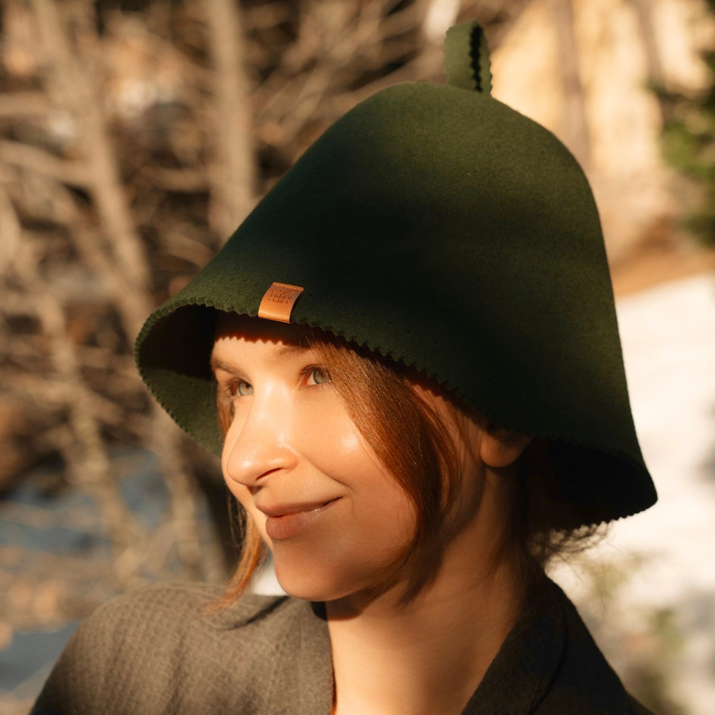 Merino Wool Felt Sauna Hat – Juniper color