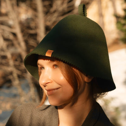 Merino Wool Felt Sauna Hat – Juniper color