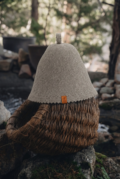 Merino Wool Felt Sauna Hat - Birch color