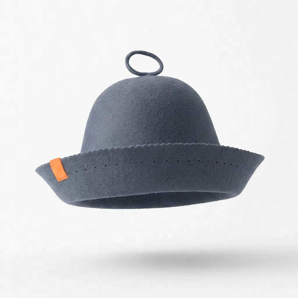Merino Wool Felt  Sauna Hat - Fog color
