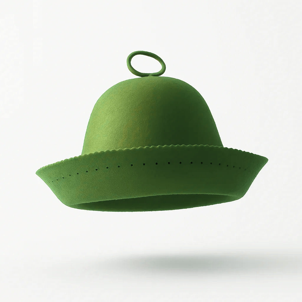 Goat Wool Felt Sauna Hat – Moss color