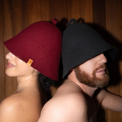 Merino Wool Felt Sauna Hat - Berry color