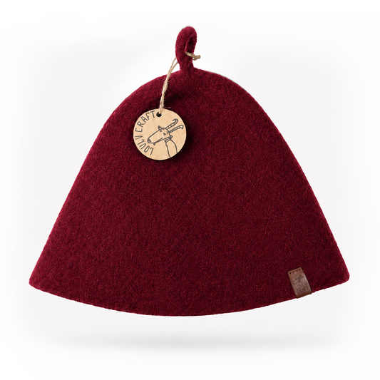 Stretchy Merino Wool Sauna Hat - Cranberry