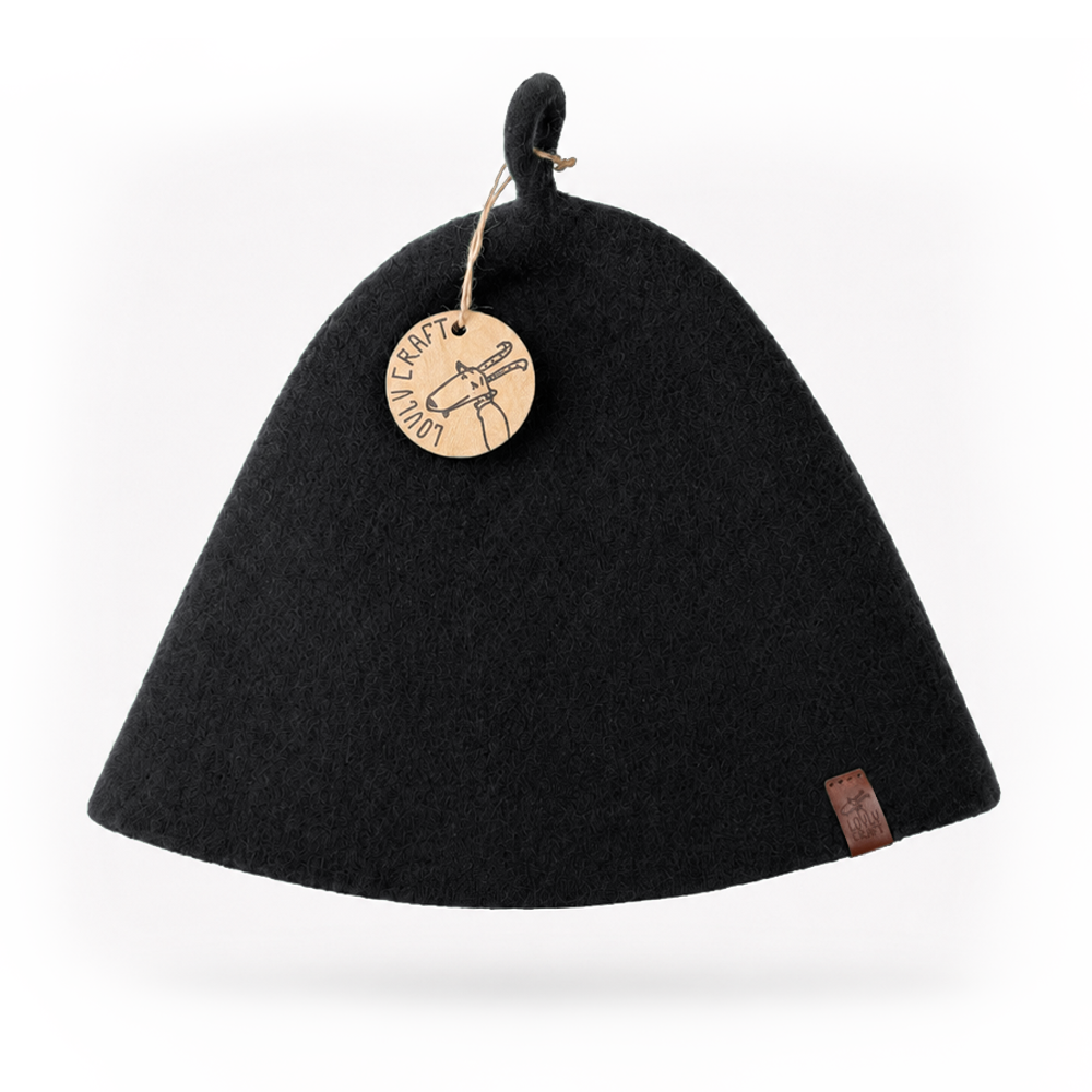 Stretchy Merino Wool Sauna Hat - Midnight Black