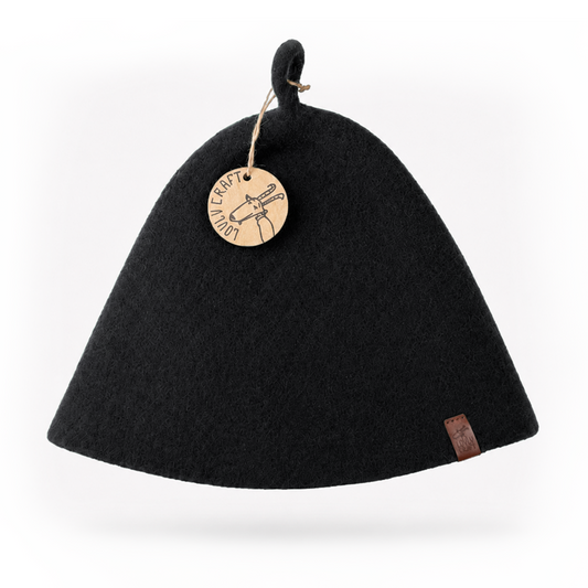 Stretchy Merino Wool Sauna Hat - Midnight Black