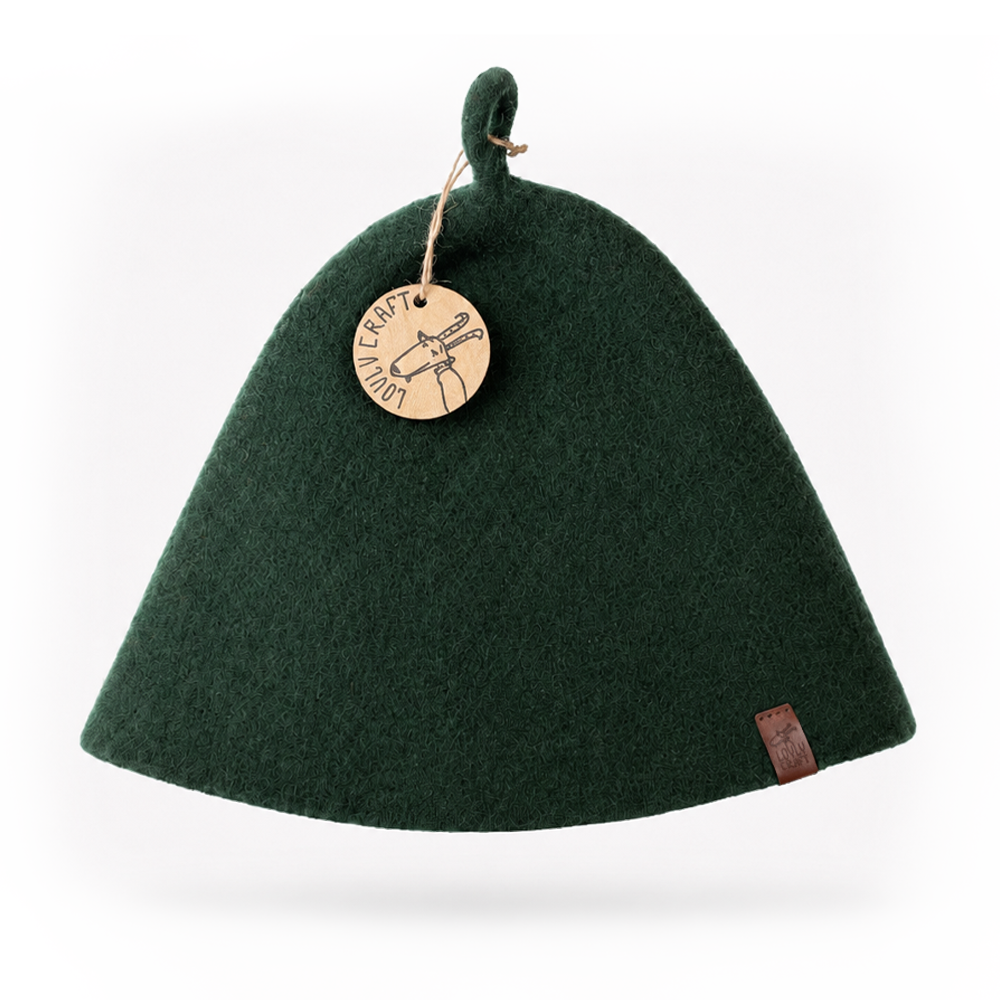 Stretchy Merino Wool Sauna Hat - Pine Green